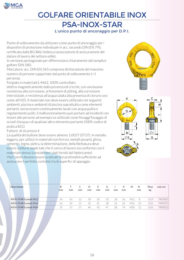 Golfare orientabile INOX