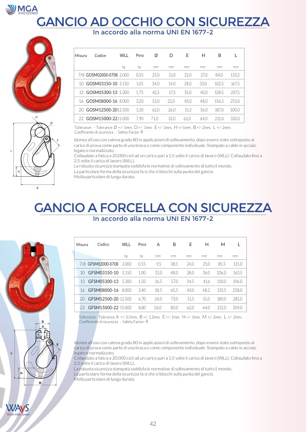 Gancio ad occhio & a forcella CON SICUREZZA