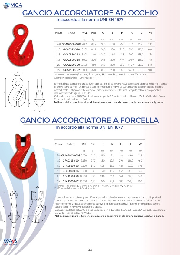 Gancio accorciatore a occhio & a forcella